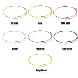 Allazone 70 PCS Expandable Bangle Bracelet, 7 Colors Metal Adjustable Blank Bangle Bracelets, Adjustable Wire Blank Bracelet Expandable Bangle for DIY Jewelry Making