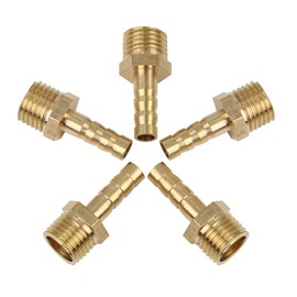 X AUTOHAUX 6mm Hose ID X 1/4'' NPT Male Brass Hose Barb Fitting for Car 5pcs
