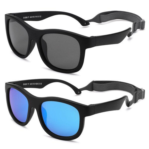LIU·WEN Cute Polarized Baby Sunglasses with Strap - Flexible Frame