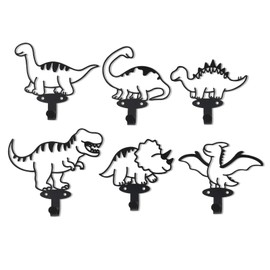 OYEFLY 6 Pcs Dinosaur Coat Hooks,Metal Dinosaur Room Decor (Style 2)