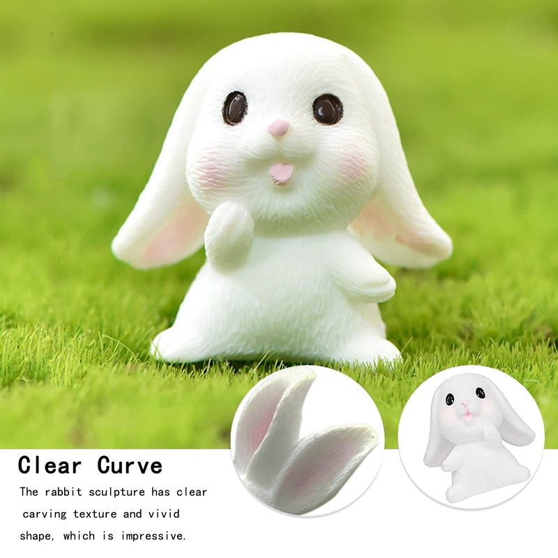 Pack of 7 Miniature Rabbits, Bunny Easter Decoration, Rabbit Figures,