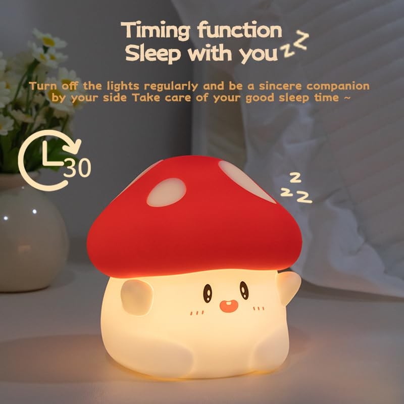 Gaoillneunji Mushroom Silicone Night Light for Kids - Squishy LED