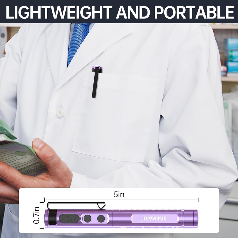 RISEMART Rechargeable Pen Light for Nurses LED Medical PenLight