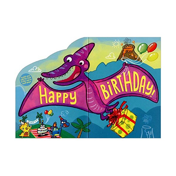 Paper House Productions Grape Pterodactyl Scratch and Sniff Juvenile Birthday Card for Kids : Children