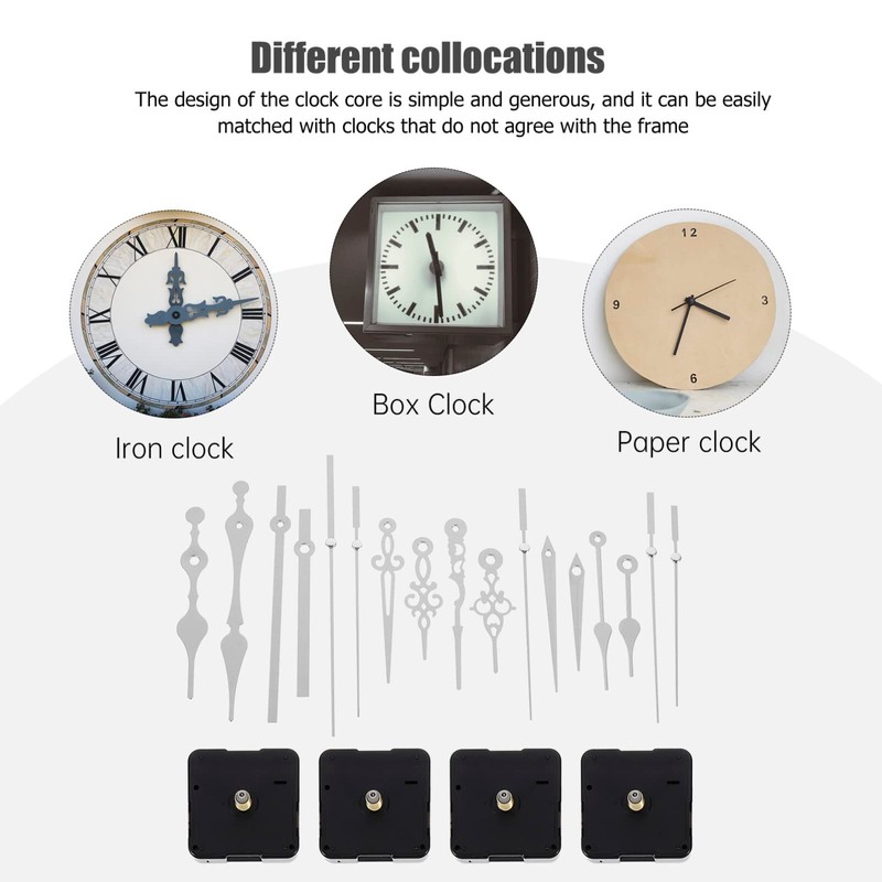 DOITOOL 4Pcs Quartz s Non-Ticking Silent Clock Mechanism with 16