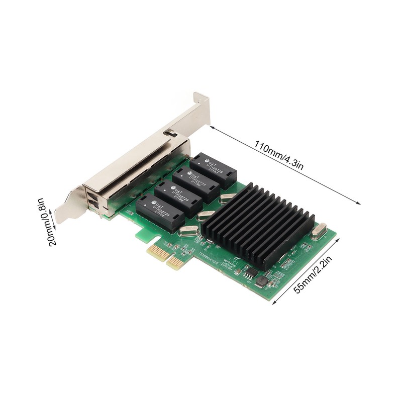 PCIe Network Card 4 Port 1000Mbps Transmission PCI Express 1.1