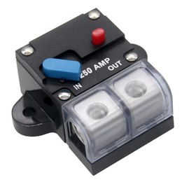 Bumbesti 12-42 V Circuit Breaker Fuse Holder 250A with Waterproof Cover for Motor Auto Car Marine Boat,Automotive High Current 0 2 4 8 Gauge Wire Disconnect Inline Fuse Block Waterproof