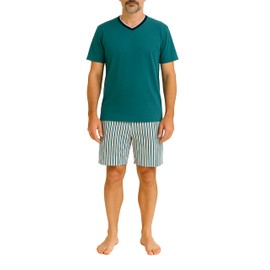Moonline Nightwear, Men’s Short Pyjamas in Various Designs, Men’s Shorty Pyjamas Made of 100% Cotton - XL/54-56