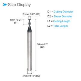 CoCud Square Nose End Mills, 2mm x 6mm Cutting 4mm Shank, AlTiN Coated P05 Carbide 2 Flutes CNC Router Bits - (Applications: for Milling Stainless Steel Hardened Steel), 2-Pieces