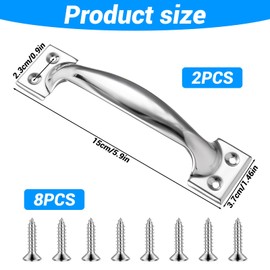 KALIONE 5.9" Garage Door Handle Gate Handle Door, Stainless Steel Handle Gate Screen Door Handle Shed Door Handle Fence Gate Handles for Wooden Fences Outdoor(2 Packs Silver)