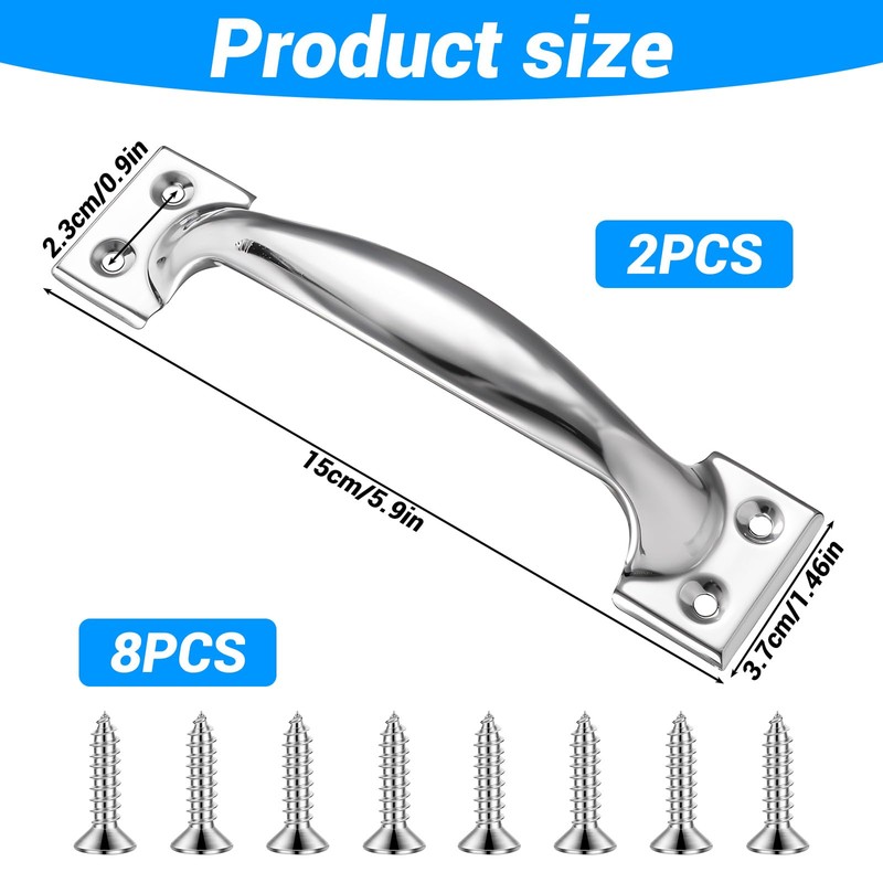 KALIONE 5.9" Garage Door Handle Gate Handle Door, Stainless Steel