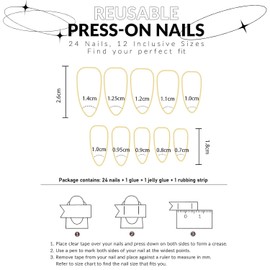 IOSPKKIO® Pack of 24 Y2K False Nails, Long False Nails, French Pentagram Acrylic Nails for Women and Girls, Acrylic Natural Press on Nails