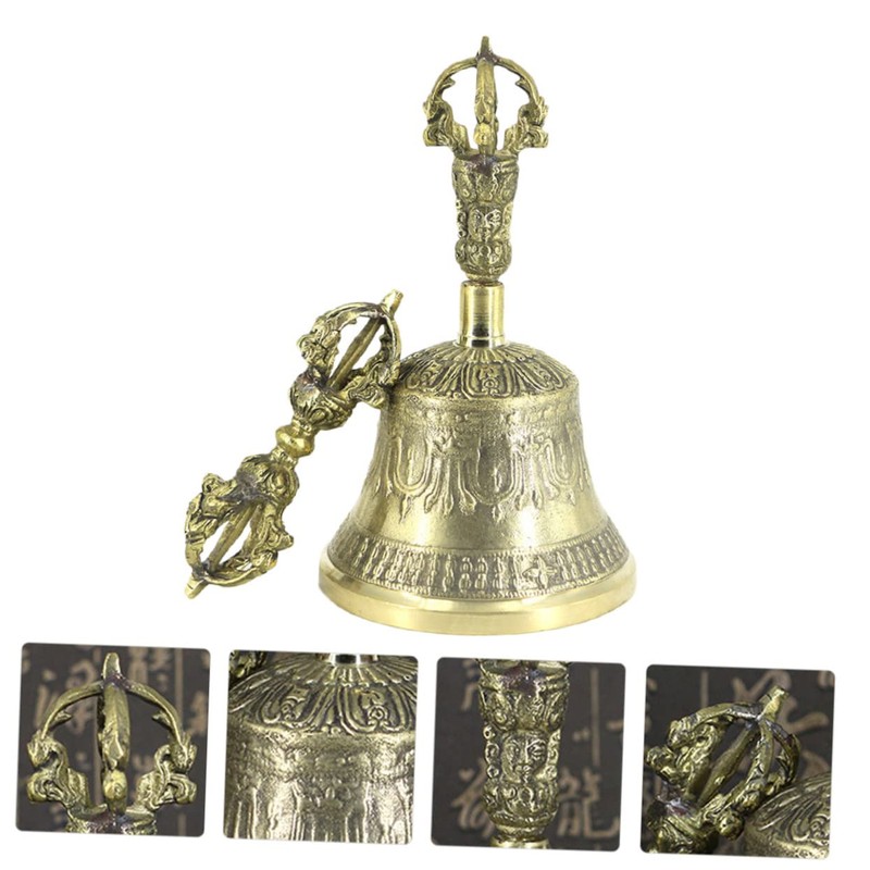 Alipis 1Pc Brass Vajra Bell Five Strand Tibetan Hand Bell