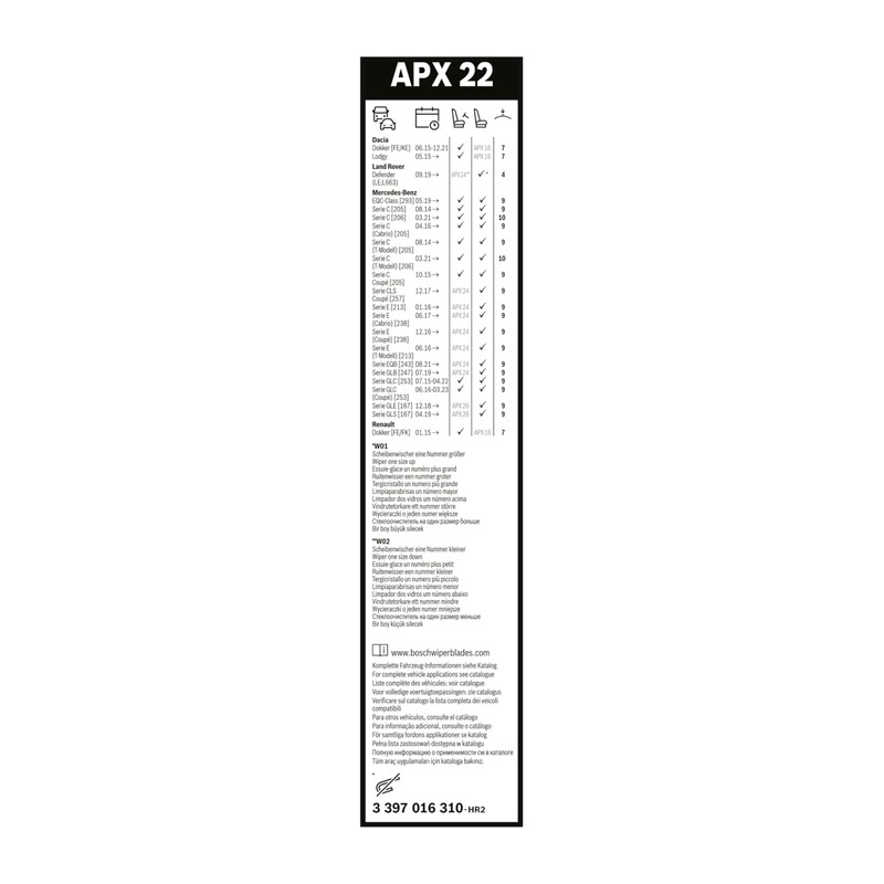 Bosch Automotive Bosch APX22 Aerotwin Windscreen Wiper, Length: 550 mm,