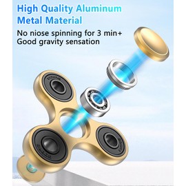 ATESSON Fidget Spinner Gold Stress Relief Reducer Toys, High Speed Bearing Metal Hand Spinners Anxiety Finger Fidget Spinner Toys for Kids Adults
