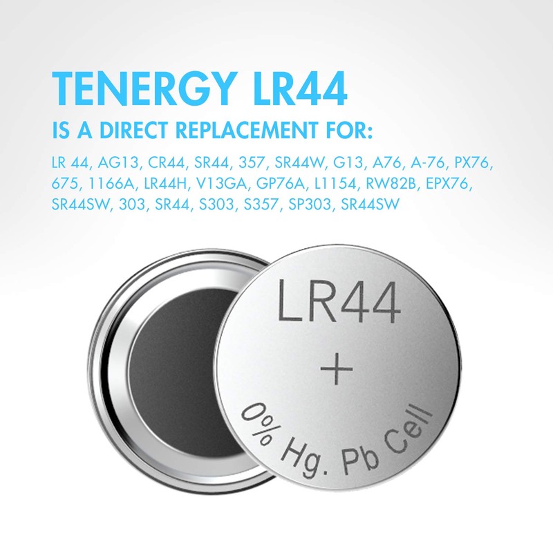 Tenergy 1.5 Volt Battery LR44, Button Cell LR44, ag13/LR44 Batteries