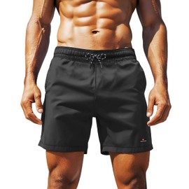Höhenhorn Wellenmaster Men's Swimming Trunks, Quick-Drying Swimming Shorts, black