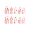 Pikabows Press On Nails Long Almond Strawberry Pink Heart Valentine
