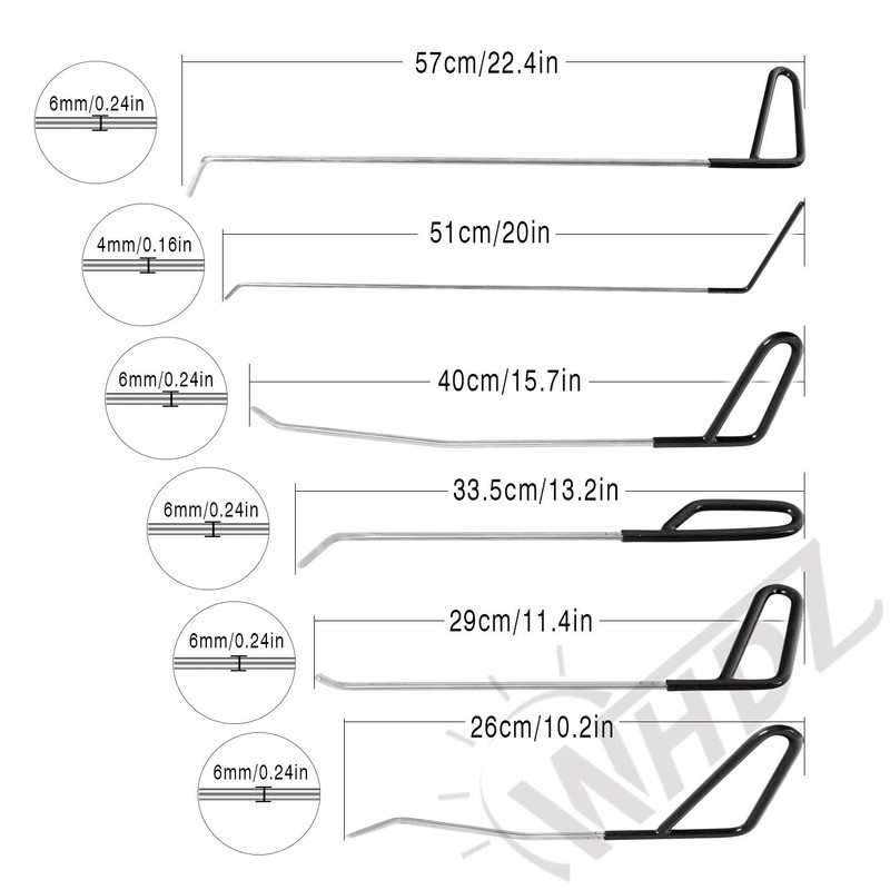 WHDZ Paintless Dent Repair Rods Auto Body Dent Removal Tools
