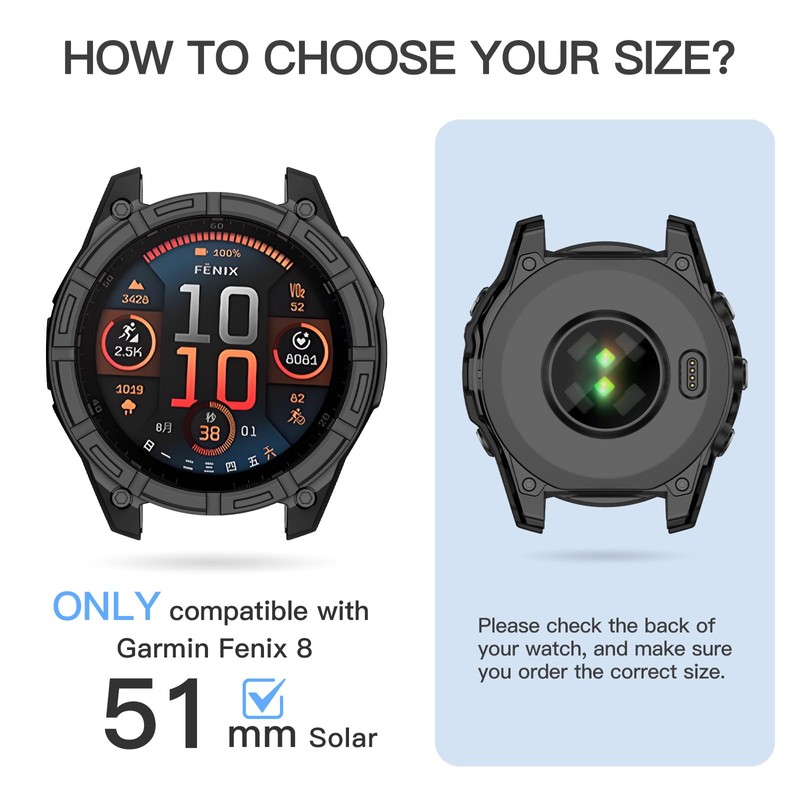 OVERSTEP Case Cover Compatible with Garmin Fenix 8 51mm Solar,Soft