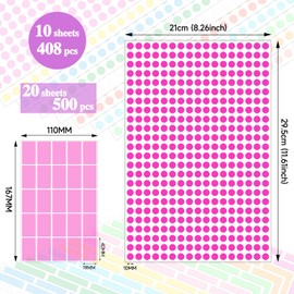 MOTIBACK Rectangular and Dot Coloured Stickers Color Labels, Pack of 10 Multicolour Sticky Dots & Stickers, Ideal for School Projects, DIY Crafts and Event Decoration