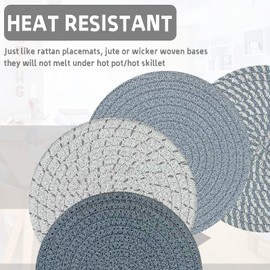 Svkiyang Set of 4 Pot Coasters, Cotton Thread Weaving Mat, Hot Pot Holder, Pot Holder, 4 Colours, Round Braided Coasters, Pot Hot Pads, Spoon Rest for Cooking in the Kitchen