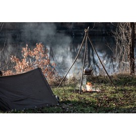 PWPAM Camping Tripod Board with Adjustable Chain for Suspending Pots over Fire for Cooking By Turning Branches into Campfire Tripod, Perfect Outdoor Campfire Cooking Equipment
