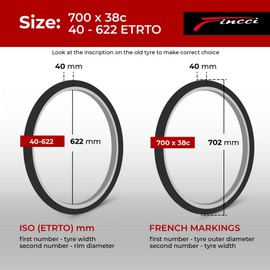 Fincci 700 x 38c Foldable Tyre 40-622 with 1mm Antipuncture Protection for Gravel Cycle Electric Cyclocross MTB Cross Hybrid Bike Bicycle