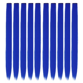 Hair Extension Clips 10pcs in White 20 Inch Straight Hair Synthetic Fiber Hairpieces for Party