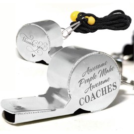 CREATCABIN Emergency Whistle Lanyard Silver Stainless Steel Whistle for Thank You Coach Referee Gifts for Running Football Outdoor Sport Compitition Gym Natatorium Organize Training 2x0.7x0.8in