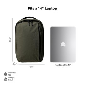 ALPAKA Metro Backpack,12L Small commuter Backpack - Fits a thin 14" Laptops - Soft-touch fleece-lined device sleeve,Wide Opening Main Zippered Compartment, Weather Resistant Fabric.Green Axogrid 210D