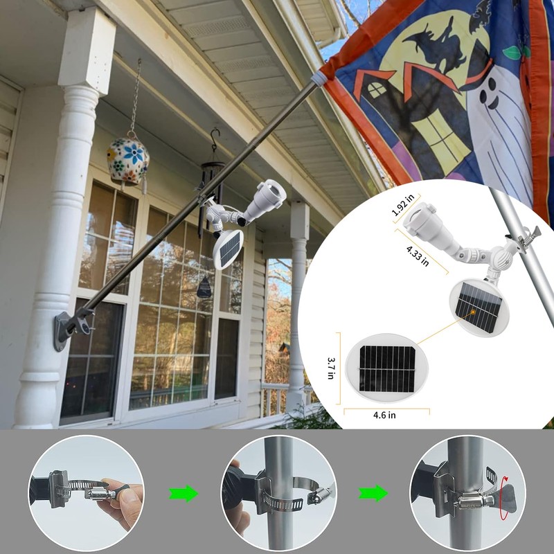 Solar Flag Pole Light, Flagpole Light Solar Powered, Super Bright
