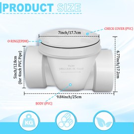 Zejoot 4" Backflow Preventer Vavle,4 Inch Backwater Check Valve, Drain Backflow Preventer Valve Prevents Sewage and Rainwater from Flowing Back