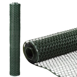 Plastic Hex Chicken Wire Mesh Garden Fence Roll (4' x 25' - Green) - Versatile Poultry Netting and Garden Fence for Temporary or Semi-Permanent Enclosures, Deer Fencing, and Construction Barriers