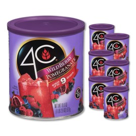 4C Powdered Drink Mix Canister, Wildberry Pomegranate 6 Pack, 9 Quarts, Family Sized Bin, Thirst Quenching Flavors