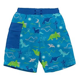 i play. by green sprouts baby-boys Trunks with Built-in Reusable Swim Diaper,Aqua Dinosaurs,6mo