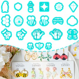 TAINSKY Spring Polymer Clay Cutters, 20 Shapes Spring Clay Cutters, Flower Clay Cutters, Bee Clay Cutters for Earrings, Clay Cutters, Spring Clay Cutters for Polymer Clay Jewelry Making