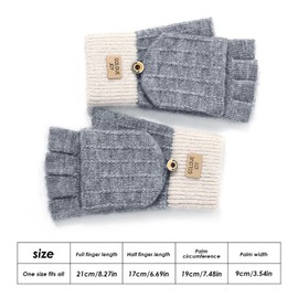 LeapSupWard Winter Fingerless Gloves for Women, Warm Knit Half-Finger Mittens with Convertible Flip Cover, Soft and Comfortable Gloves for Cycling, Skiing, Driving, Office Use (Grey)