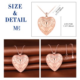 MicLee Locket Photo Heart Necklaces for Women Girl 925 Sterling Silver Openable Lockets Elephant Engraving Pendants Creative Rose Gold Necklace