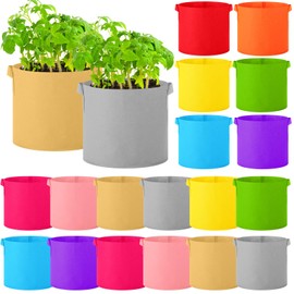 Ziliny 3 Gallon/ 5 Gallon Grow Bags Bulk Colorful Plant Grow Bags Nonwoven Fabric Pots with Handles Seeds Vegetables Tomato Planter Bags for Outdoor Garden Fruits Flower, 10 Colors(20 Pack,5 Gal)
