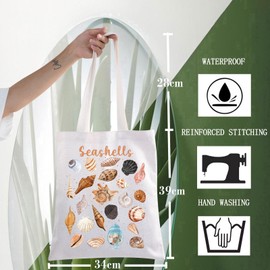 WZMPA Seashells Tote Bag Seashell Collector Gift Seashells Lover Reusable Grocery Bag Seashell Beach Vacation Merchandise (Seashells TG)