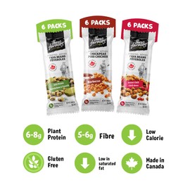 Three Farmers Healthy Variety Snack Packs - Roasted, Never Fried - Protein Rich healthy snacks for adults and Kids, Sweet Chilli & Dill Pickle Fava Beans, BBQ Chickpeas x 18 Pack - Gluten-Free, Low Calorie, High Fibre, Non-GMO