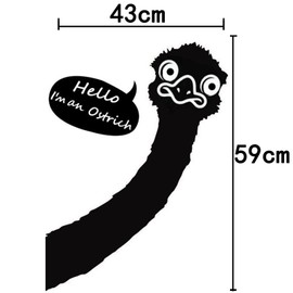 BIBITIME Hello I'm an Ostrich Wall Decal Long Neck Animal Bird Head Vinyl Sticker Sayings Art Decals Living Room Porch Door Bedroom Kids Room Decor 16.9 inches x 23.2 inches
