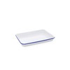 Enamelware Small Rectangular Tray, 11.25 x 9 inches, Vintage White/Blue