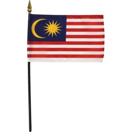 Malaysia - 4 in x 6 in World Stick Flag