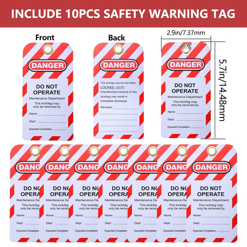 Allucky Lockout Tagout Locks, 10pcs Safety Locks Keyed Differently(Come with