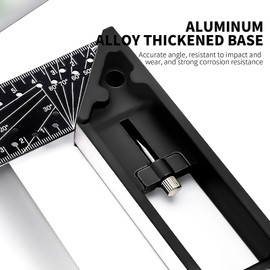 2024 New Multi-Angle Measuring Ruler, Carpenter Square, 12" Combination Framing Square, Adjustable Square 10-90 Degrees, L Square for Precise Measuring, Drawing, Woodworking, L Shape Ruler (Black)