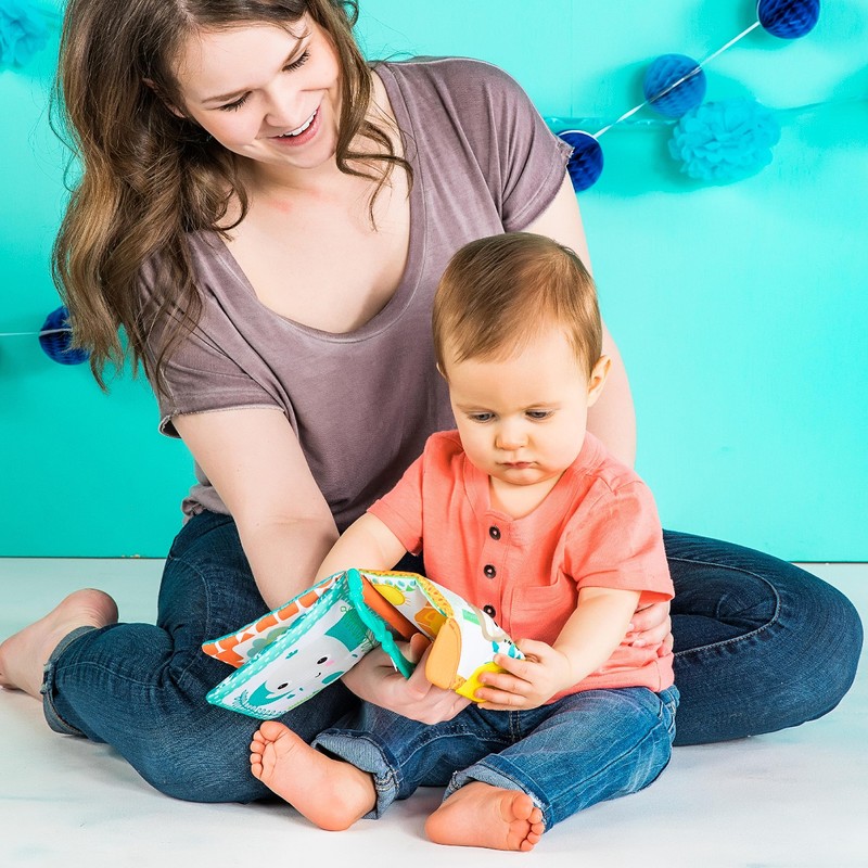 Bright Starts crinkle effect fabric picture book with teething corners