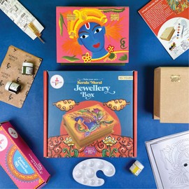 Kalakaram Kids and Adults Make Your Own Kerala Mural Jewellery Box DIY Activity Box| DIY Jewellery Box Painting for Adults Kit for Kids Age 12|Traditional Painting Kits, Multi Color