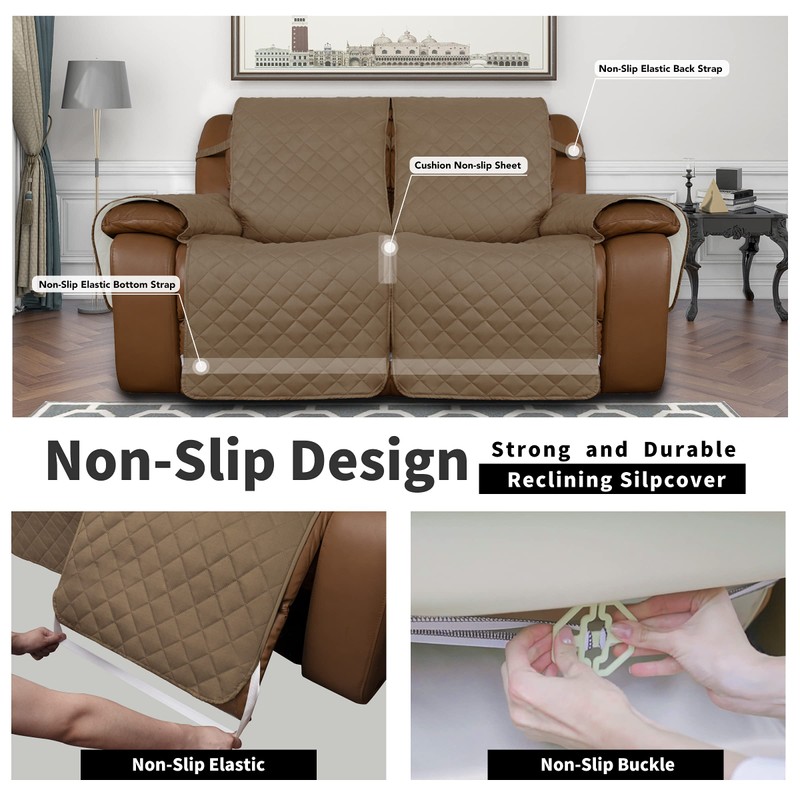 Easy-Going Loveseat Recliner Cover, Reversible Couch Cover for Double Recliner,
